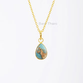 Handmade Pear Copper Amazonite 10x14mm Gemstone Necklace, 925 Silver Necklace, Delicate Necklace, Dainty Necklace, Mothers Day Gift Necklace